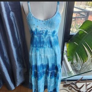 Blue Tie-Dye Midi Dress